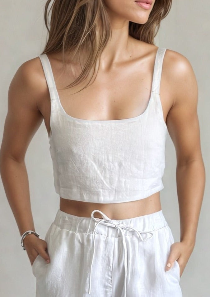 Nala Linen Tank White