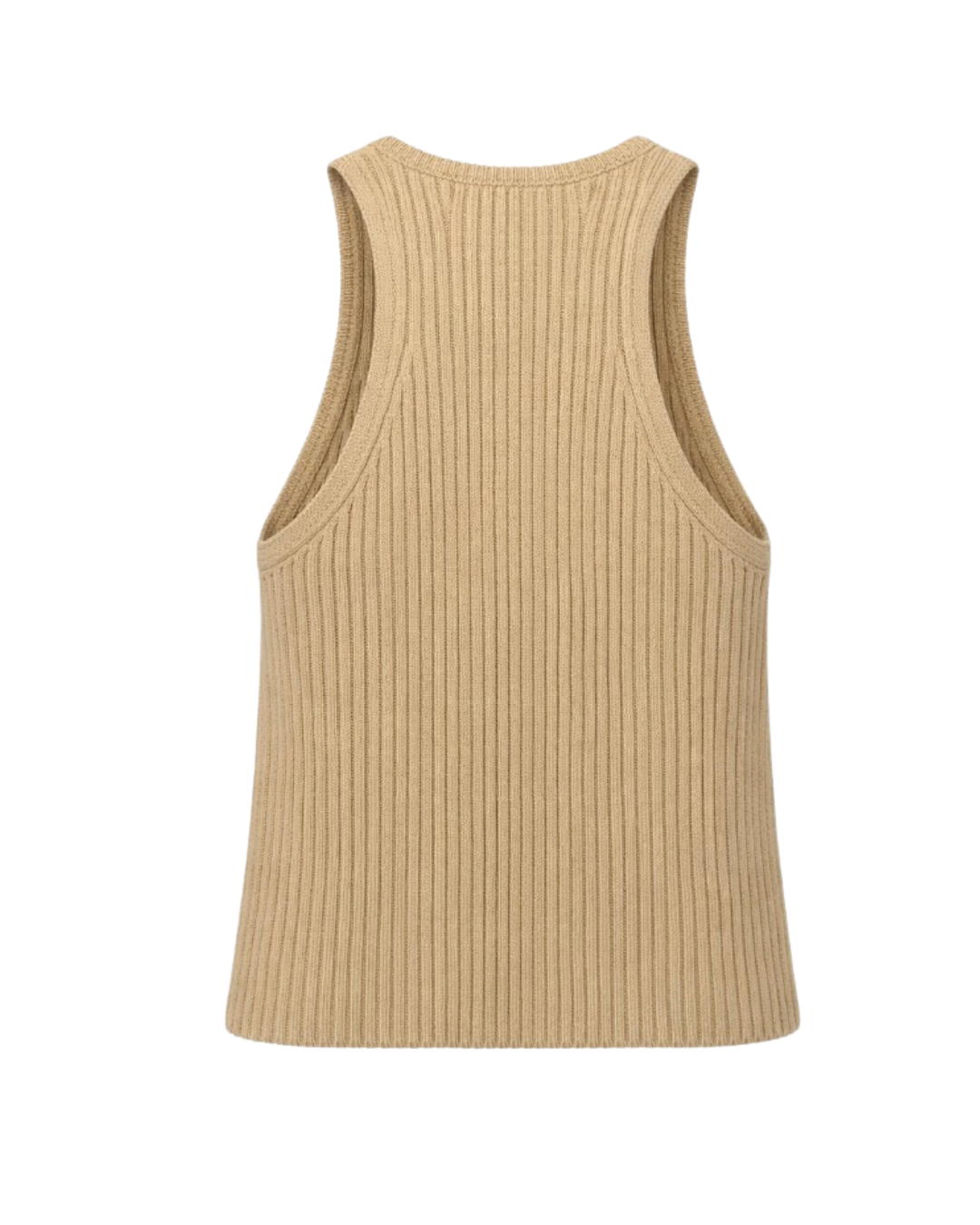 Fiona - Ribbed Knit Sleeveless Top In Biscotti