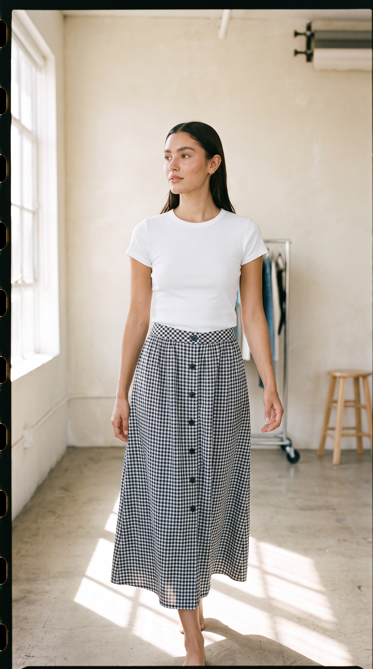 Chrissy Gingham Midi Skirt-Isabeyphotography-2