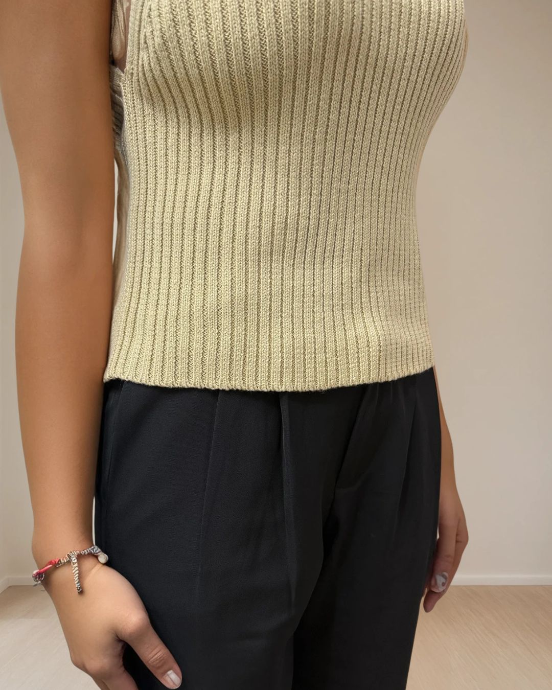 Fiona Ribbed Knit Top Biscotti