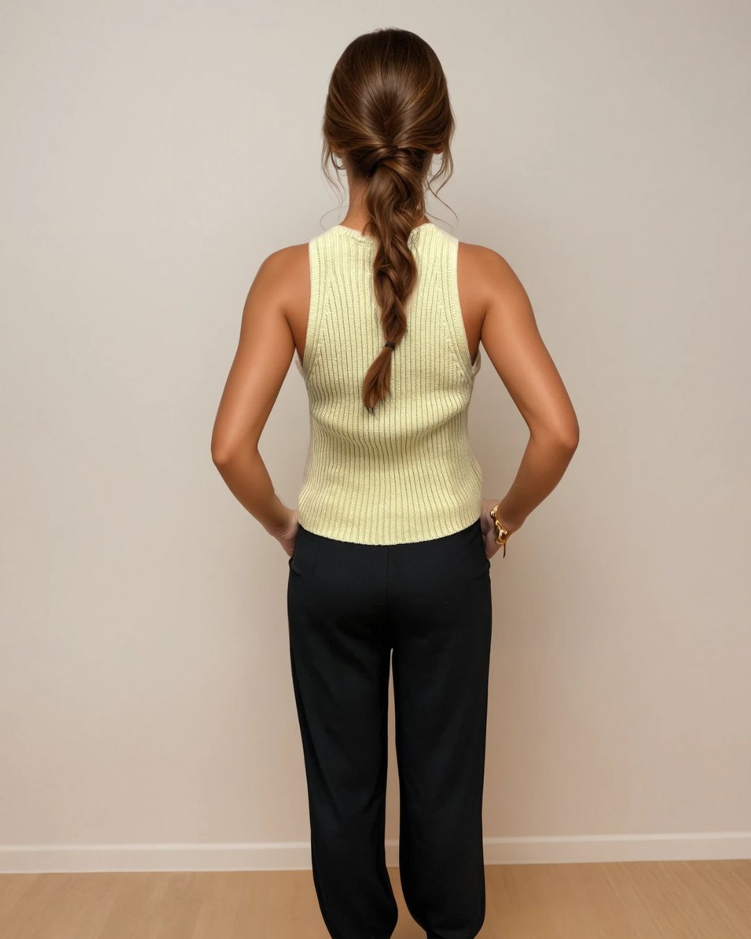 Fiona Ribbed Knit Top Biscotti