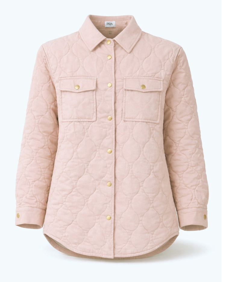 Leni quilted jacket blush – flat detail – PRIV the Brand