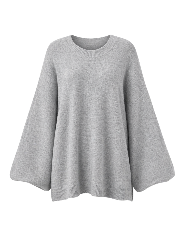 Veda knit sweater slate – flat detail – PRIV the Brand