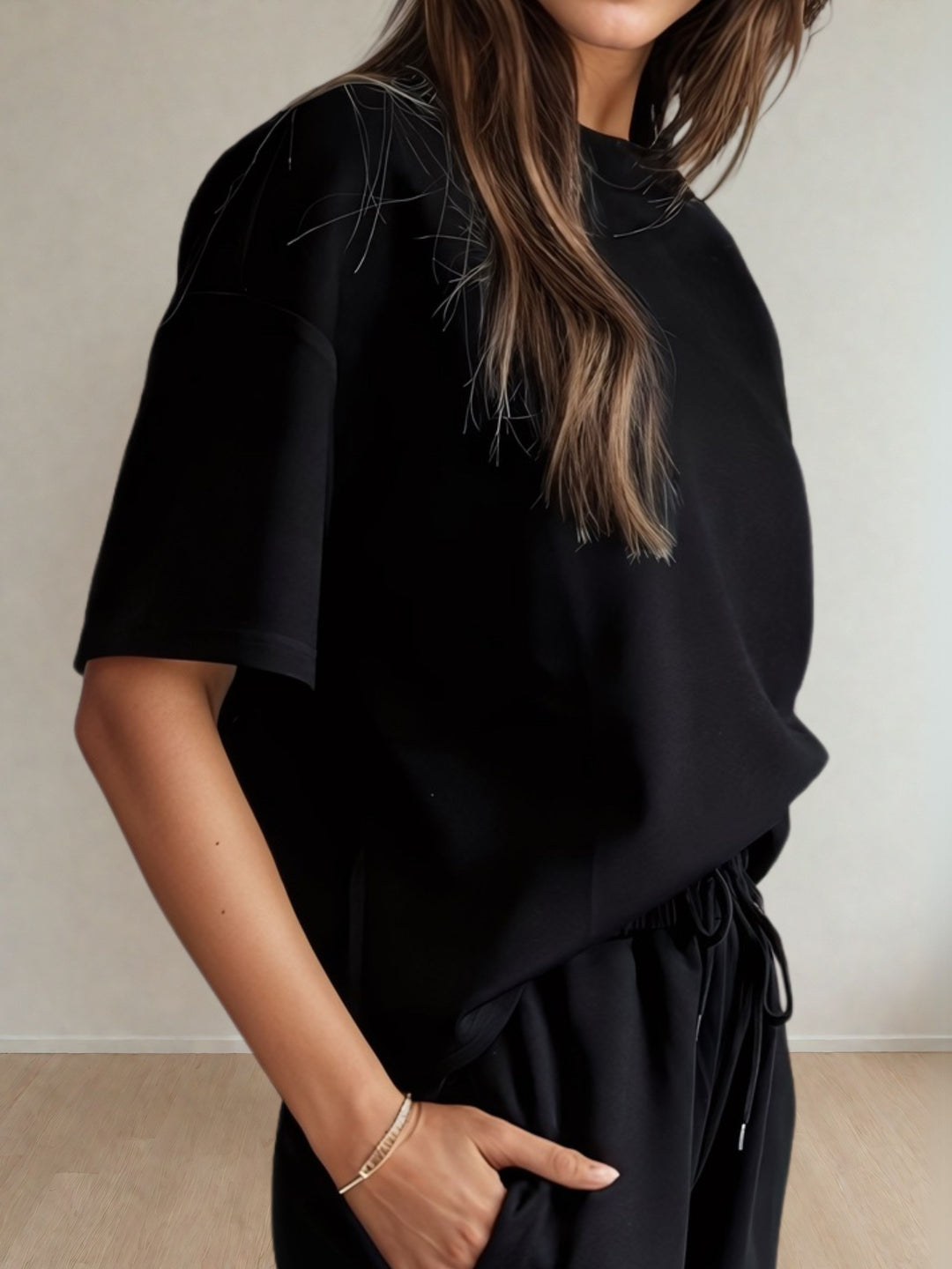 Lilou LUXEflow Relaxed Tee black