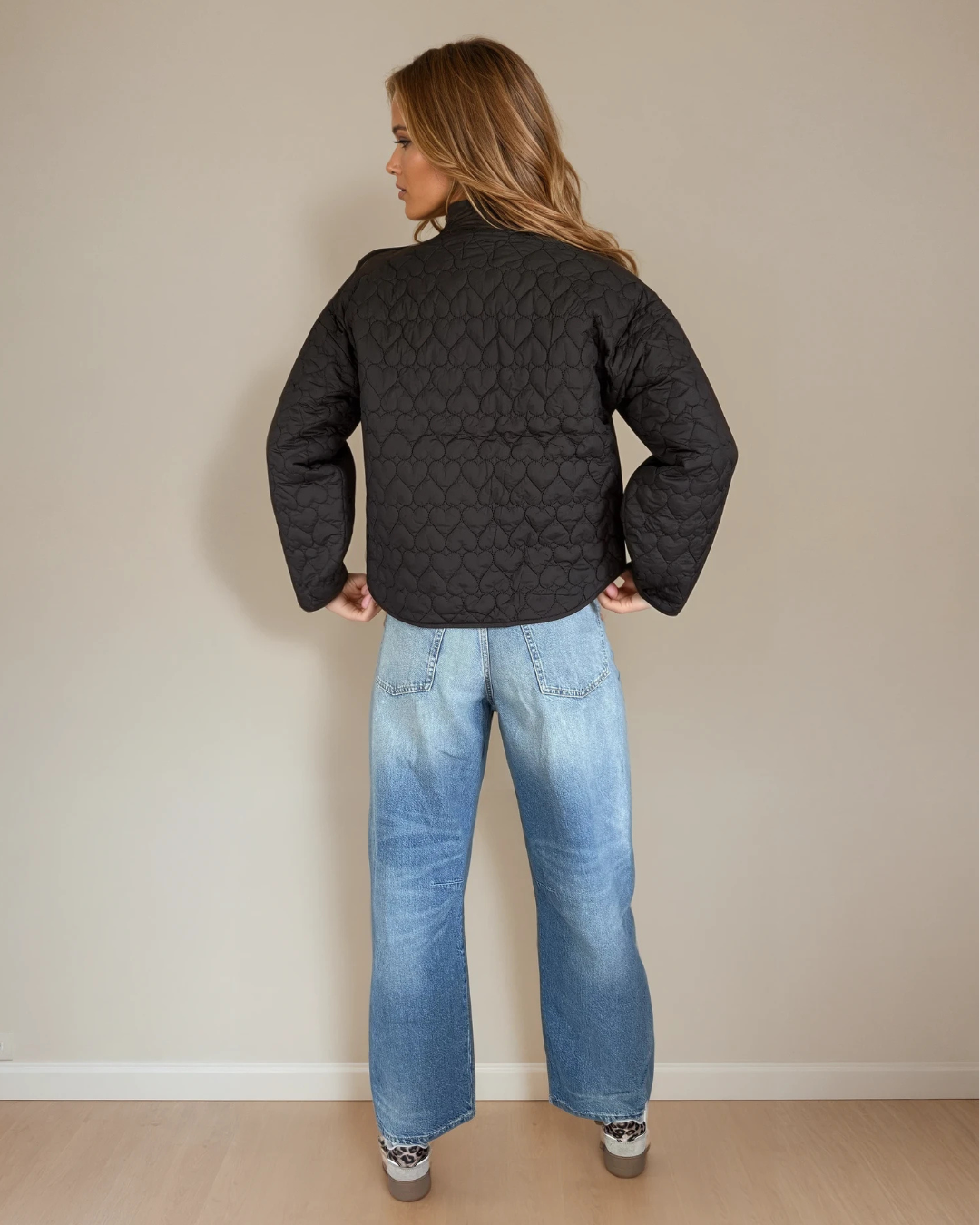 Bree Hearts Quilted Coat Black