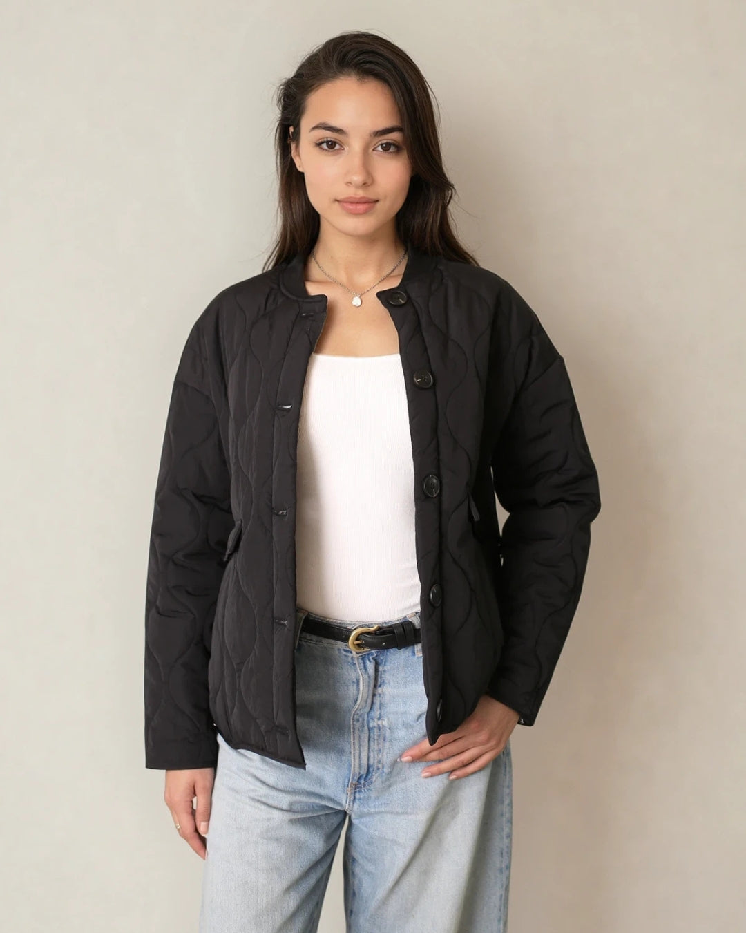 Elora Quilted Coat Black