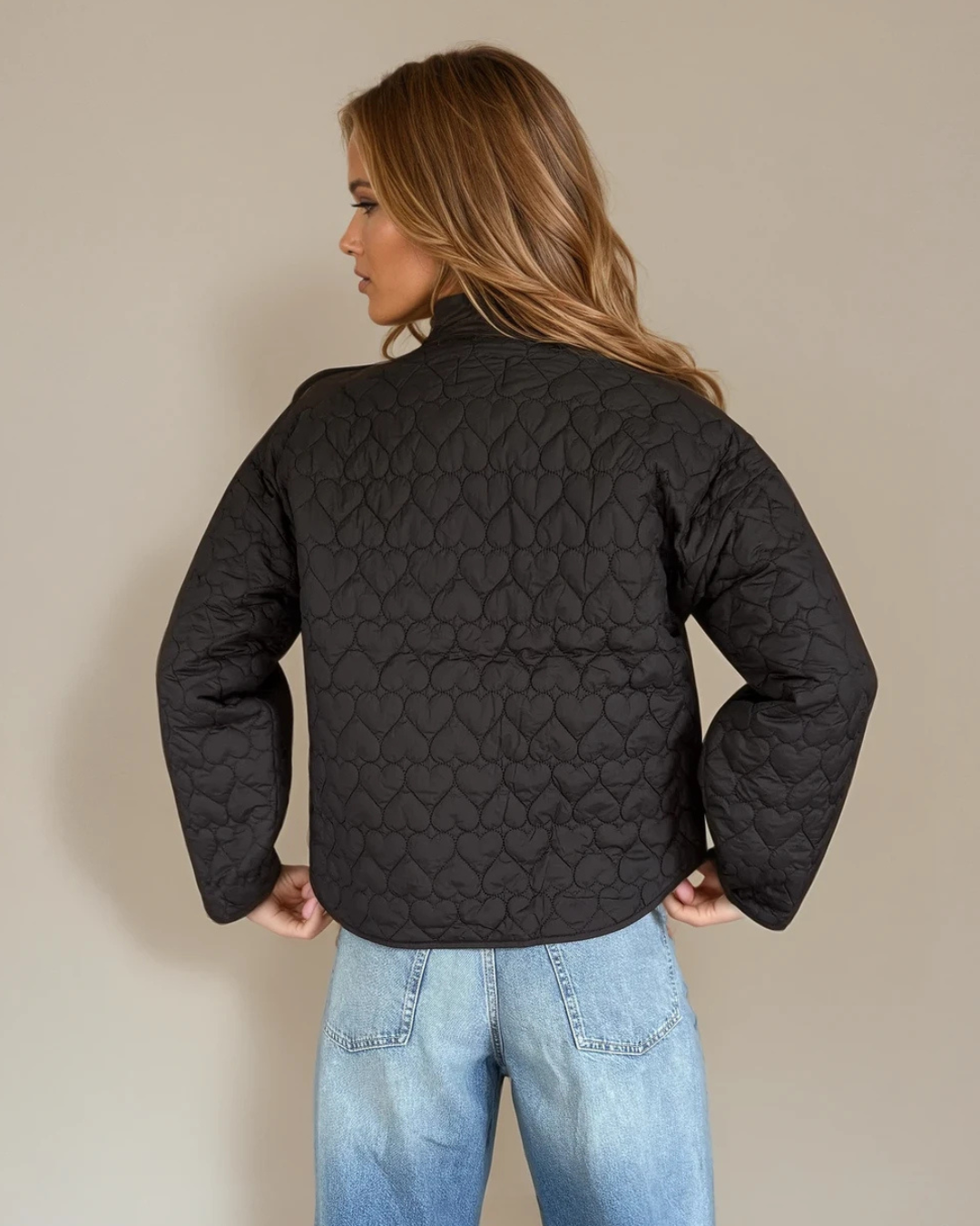 Bree Hearts Quilted Coat Black