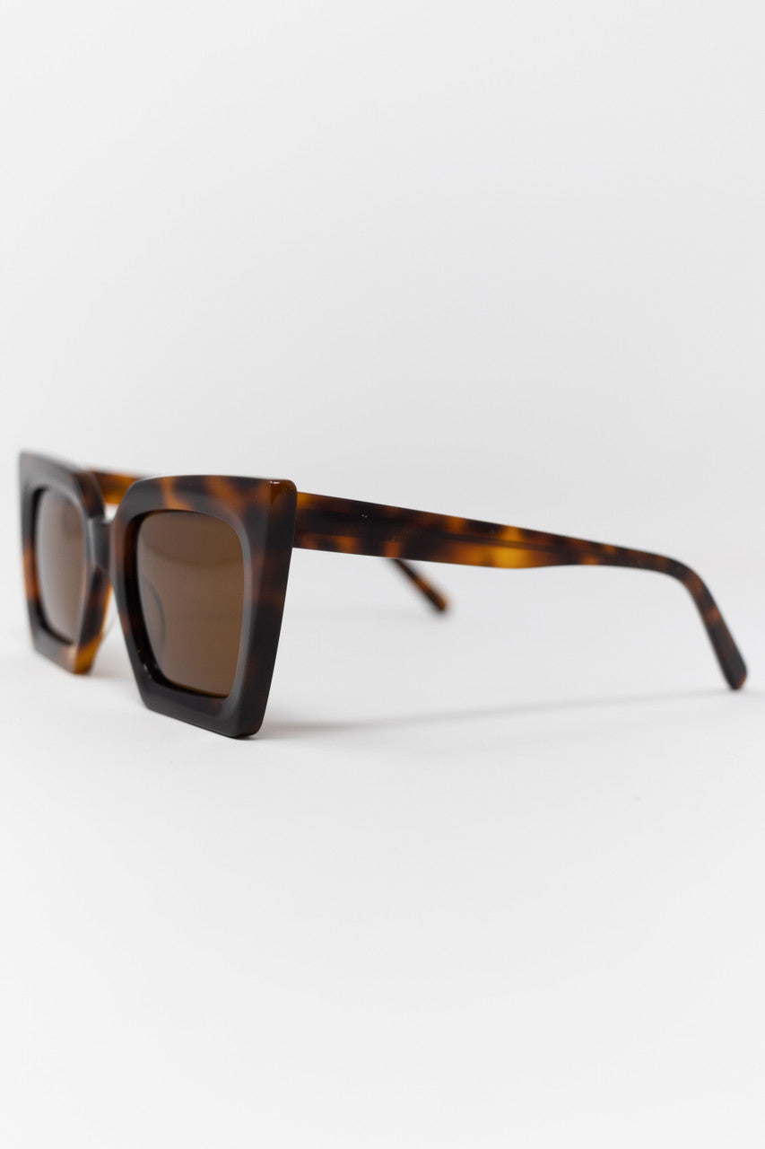 Monaco Angular Acetate Sunglasses in Dark Tortoise