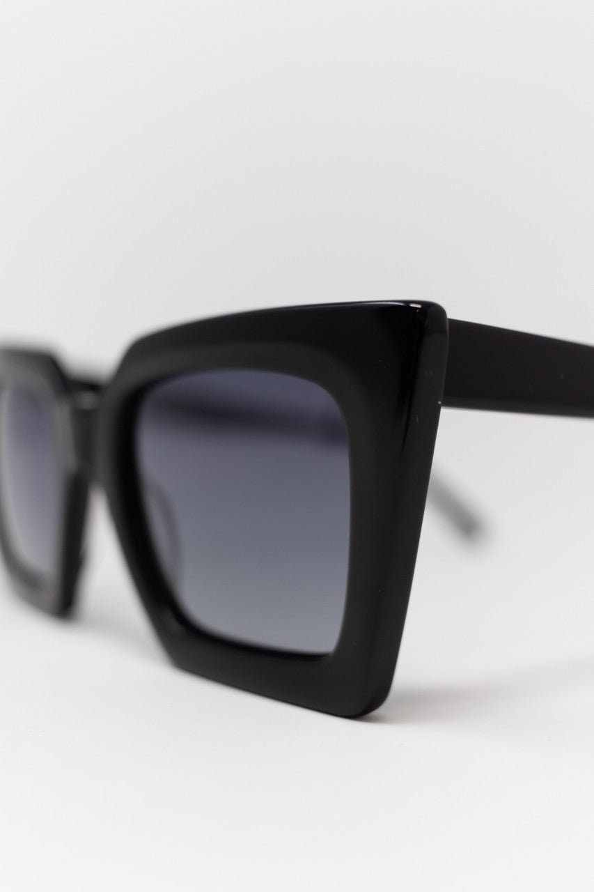 Monaco Angular Acetate Sunglasses in Black