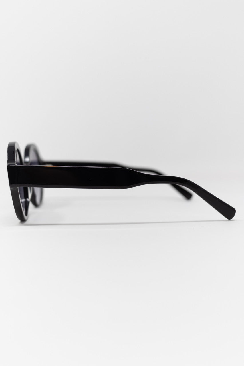 Capri Circular Acetate Sunglasses in Black