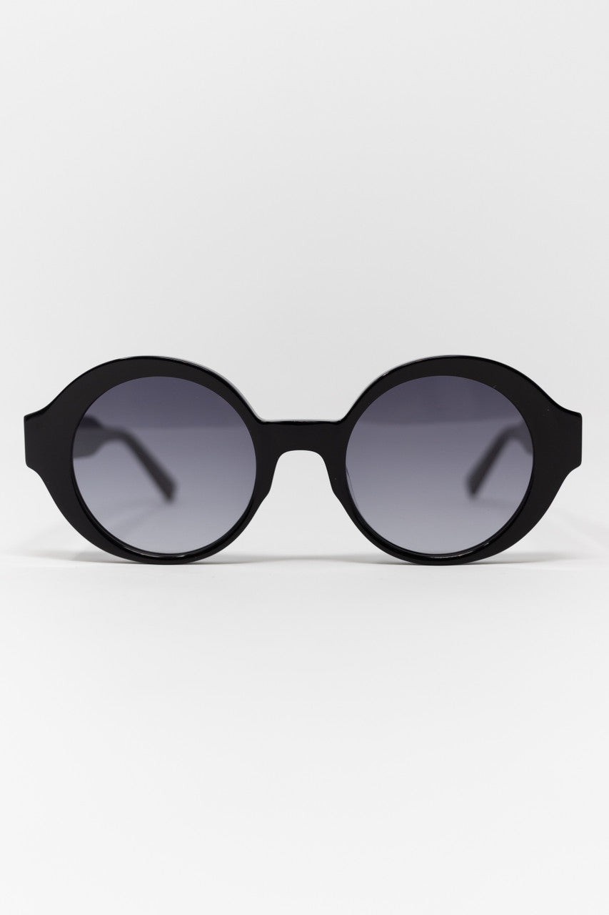 Capri Circular Acetate Sunglasses in Black