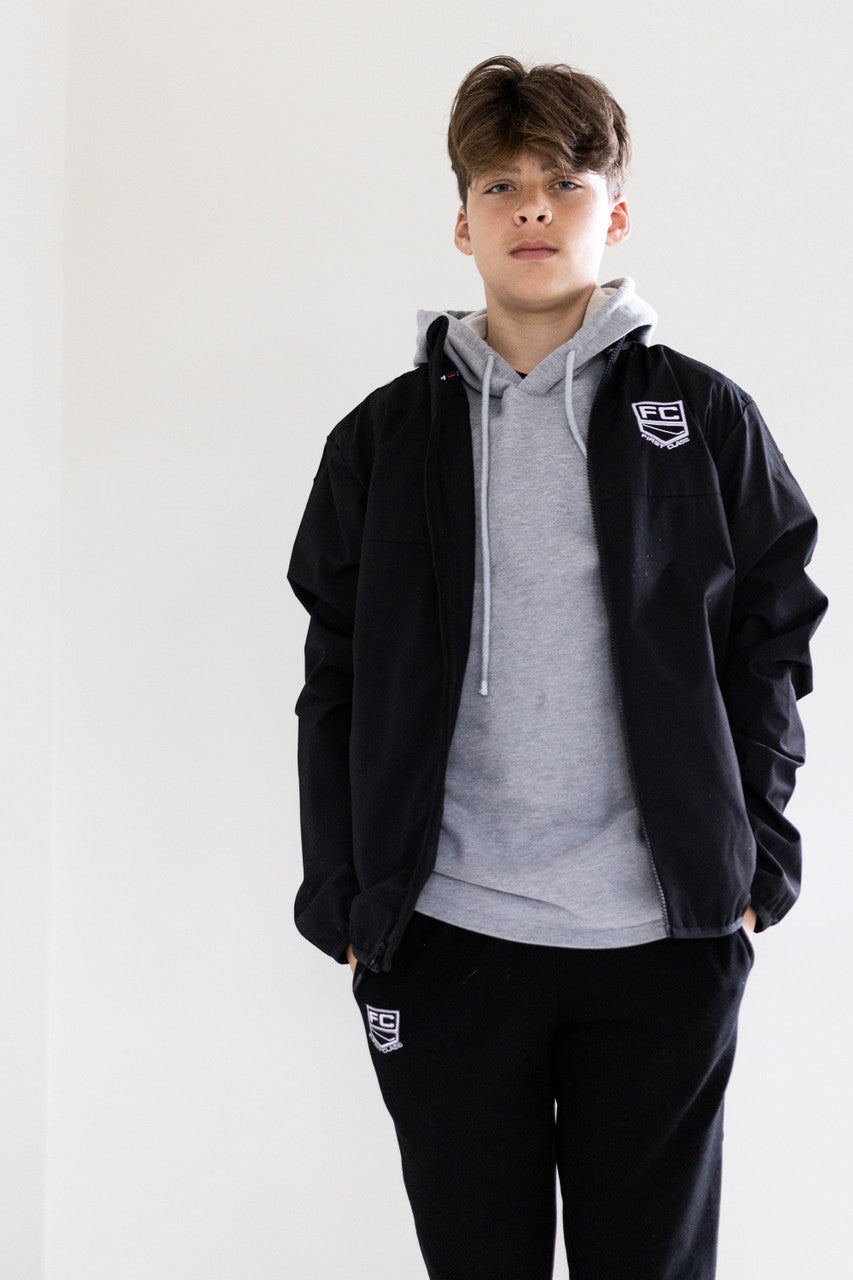 First Class Branded Windbreaker in Black Kids