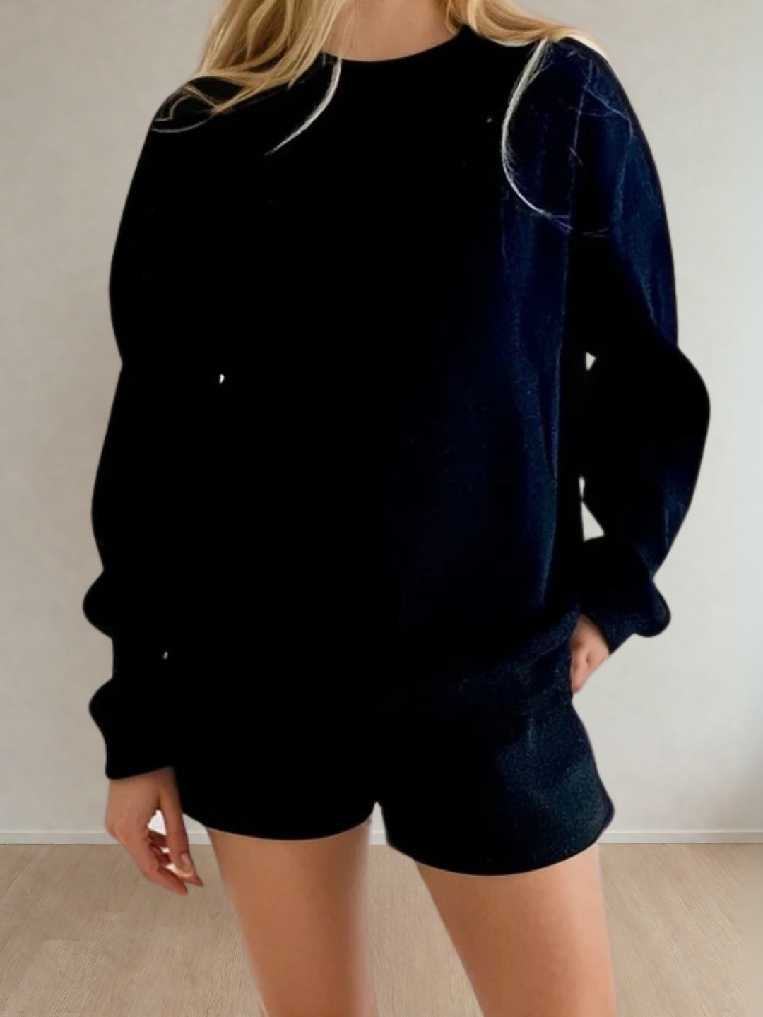 Everyday Waffle Short Set Black