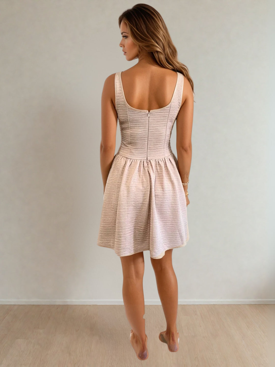 Elliot Crepe Ballerina Dress Blush