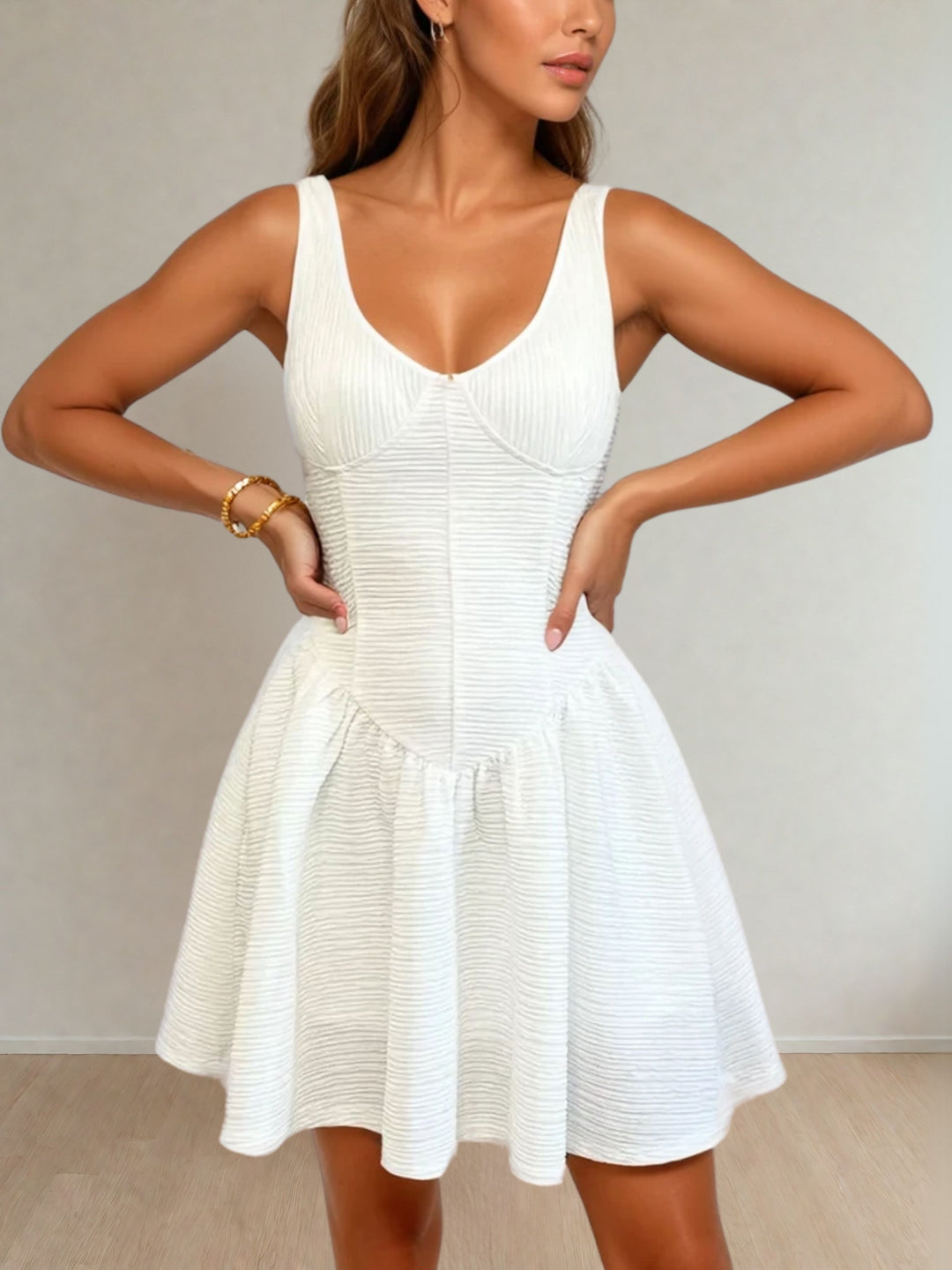 Elliot Crepe Ballerina Dress Ivory
