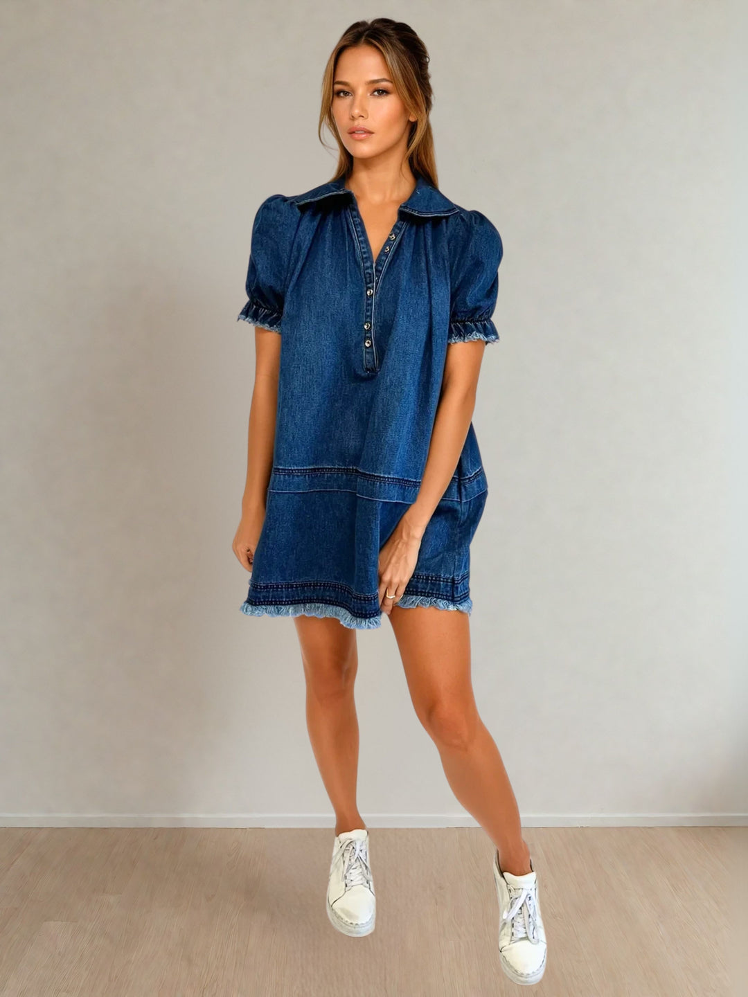 Jennie Smocked Dress Denim
