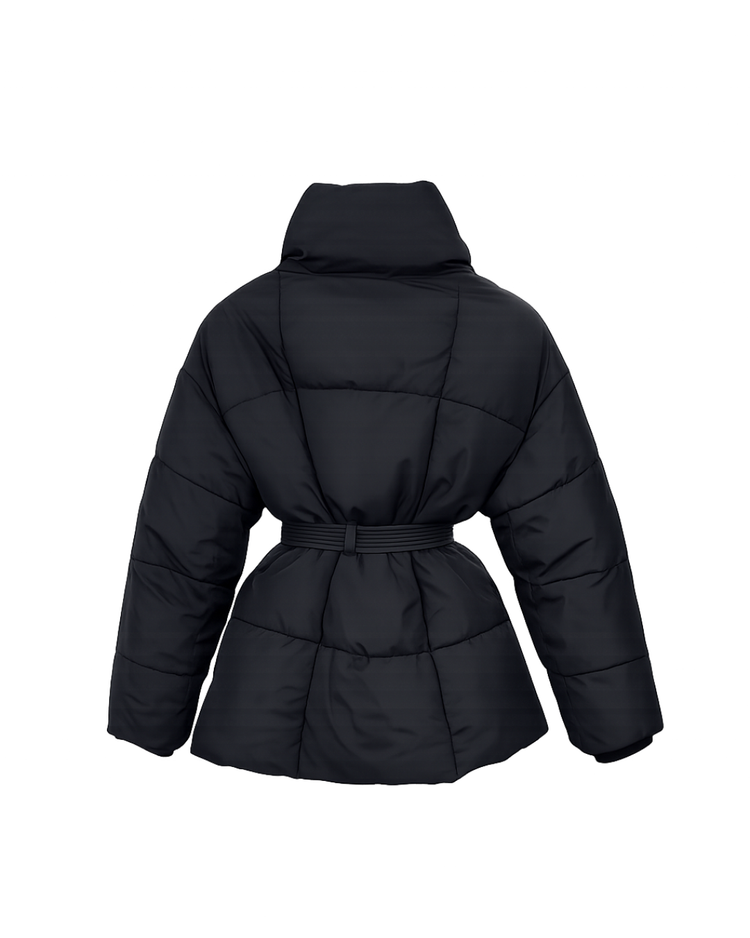 Marais quilted coat black – detail view – PRIV the Brand