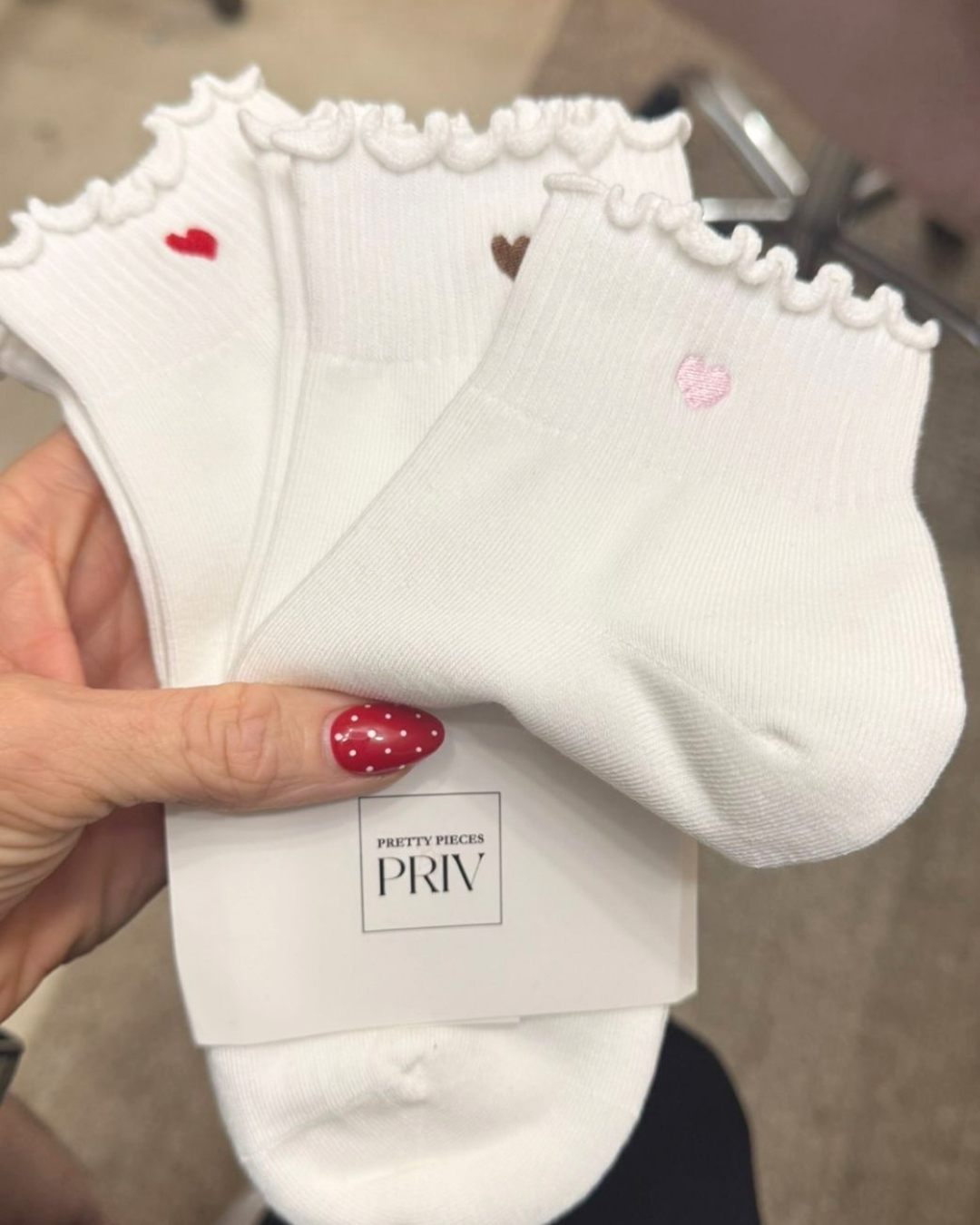 PRIV Sweetheart Socks 3 Pack Red, Espresso, PInk