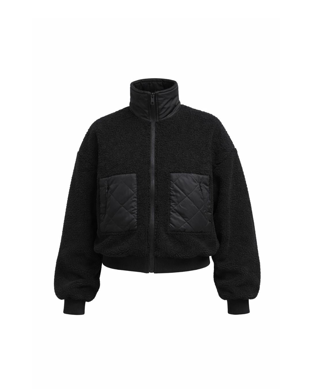 Tess teddy coat black – front view – PRIV the Brand