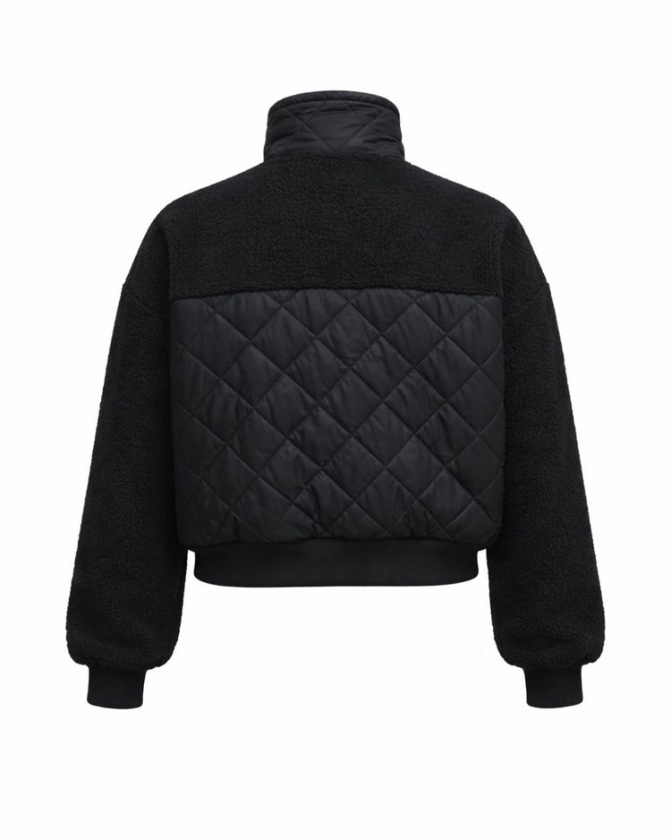 Tess teddy coat black – detail view – PRIV the Brand