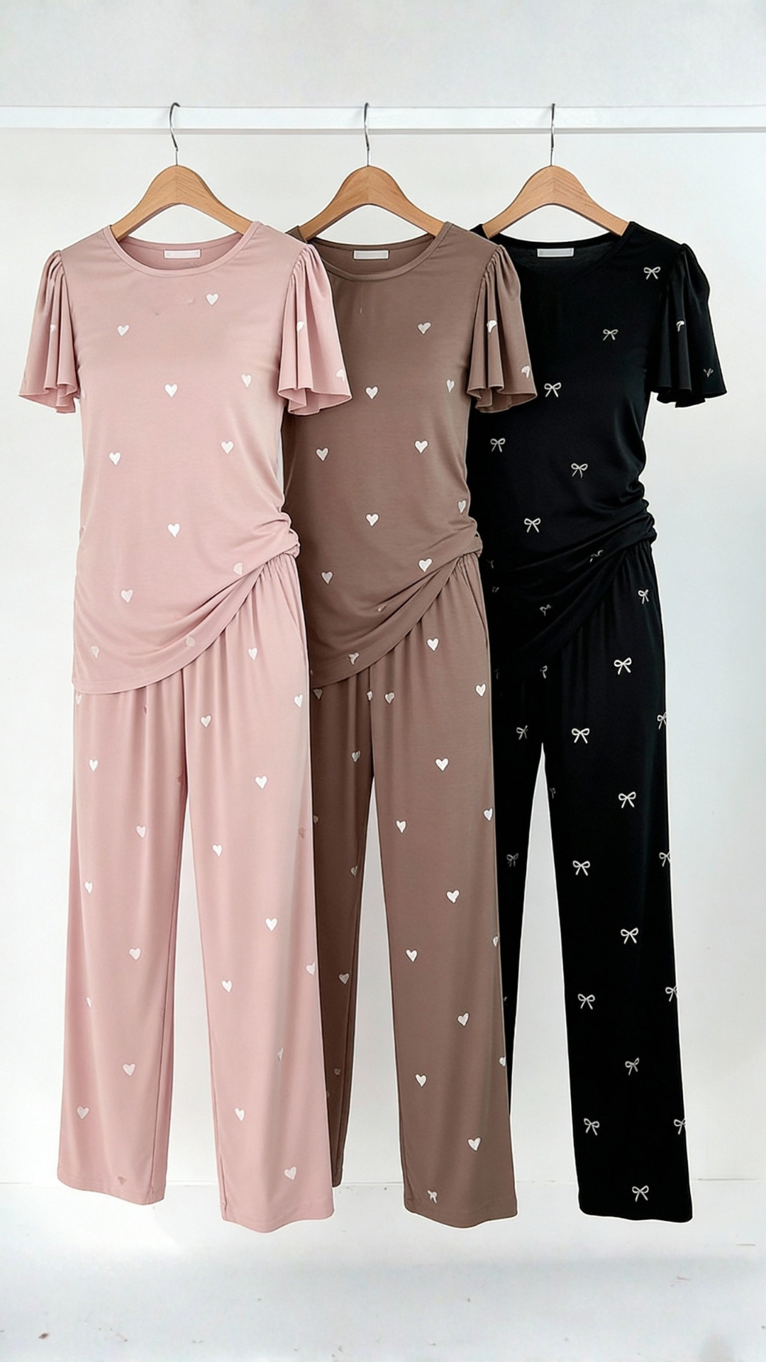 Winter Bows Silky PJ’s Black
