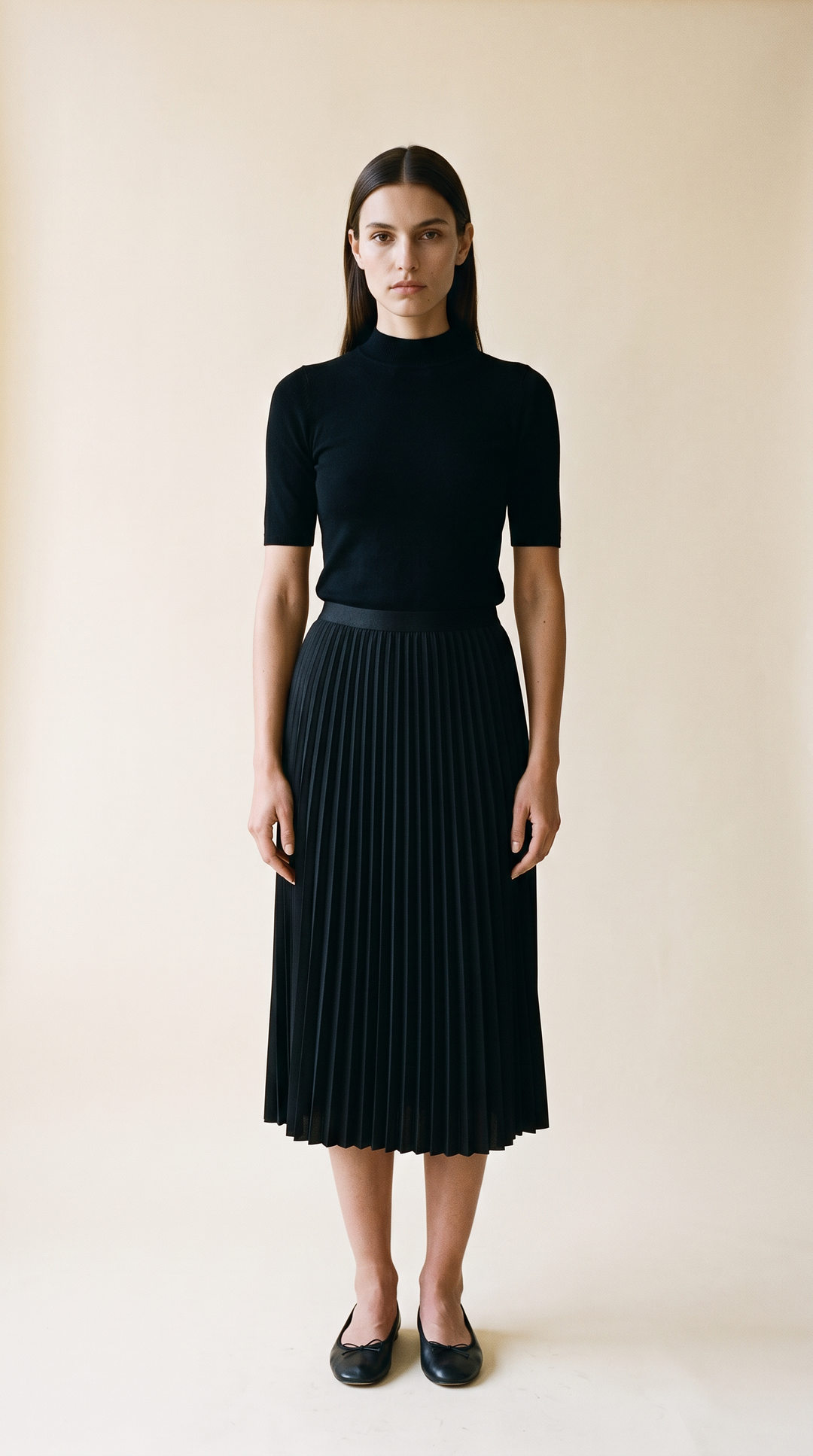 Monika - Pleated Midi Skirt In Black