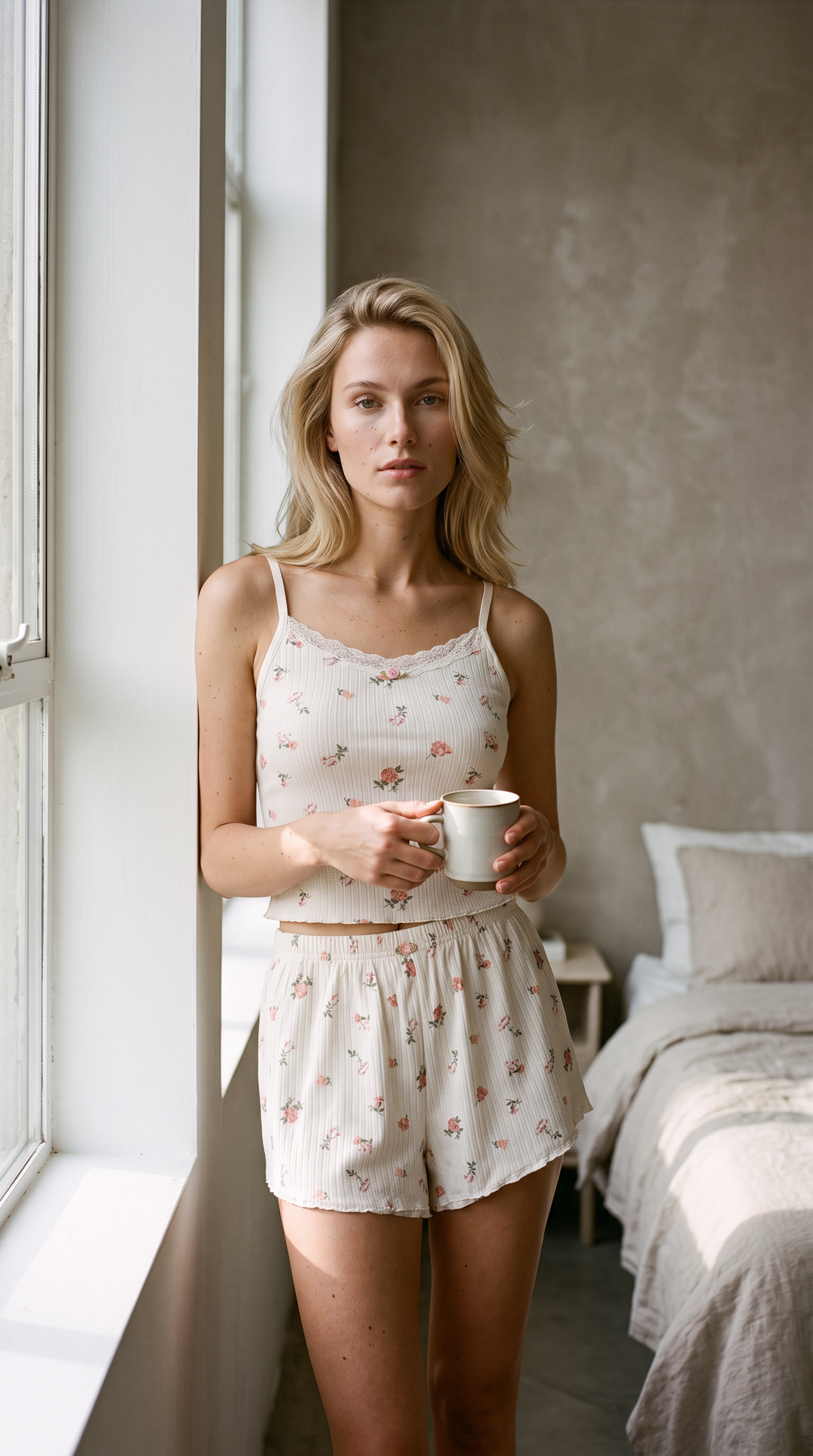 Stevie 2pc Tank & Shorts Sleep Set Ivory
