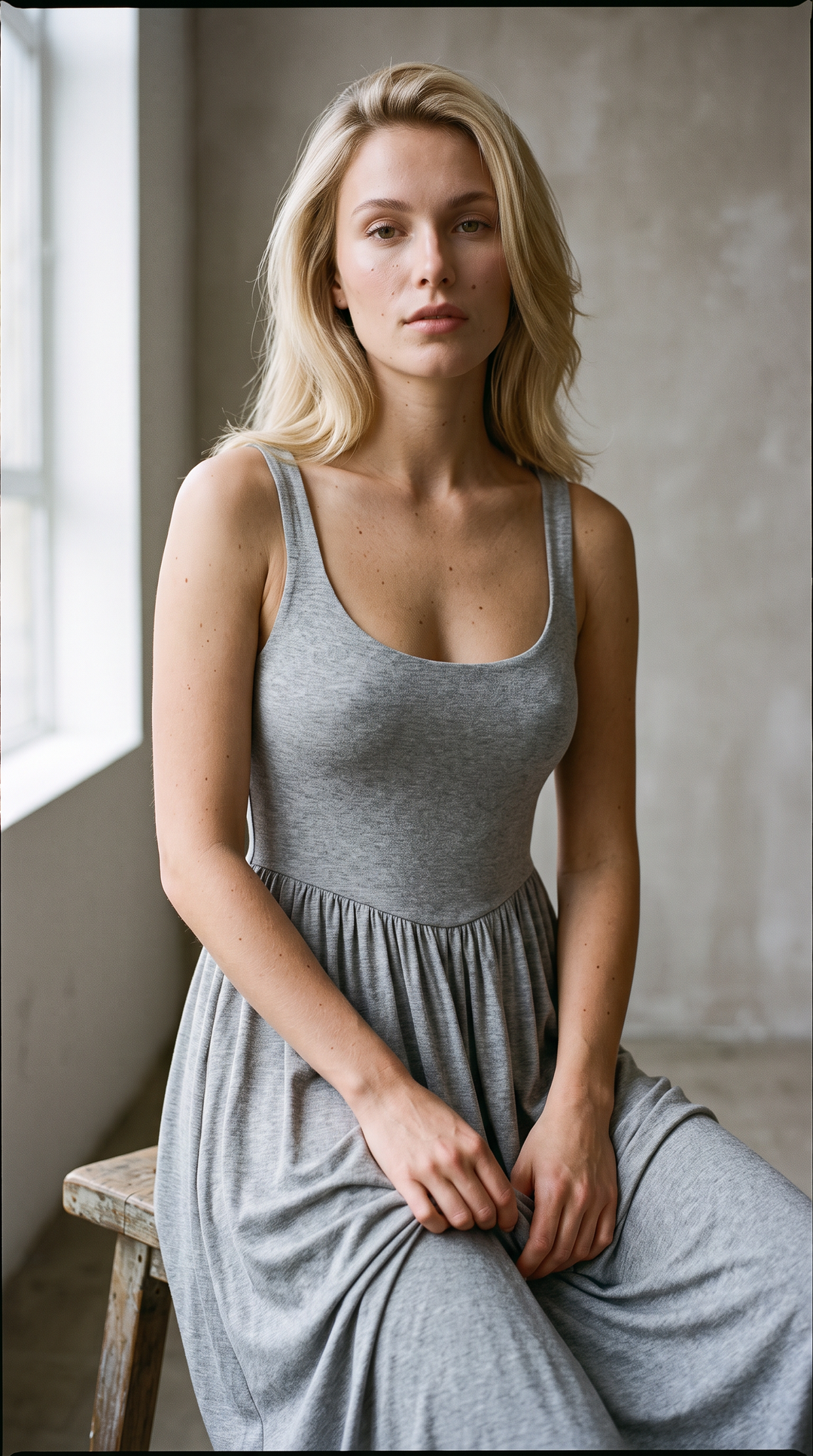 Dawn – Sleeveless Silky Jersey Flowing Maxi Dress In Grey