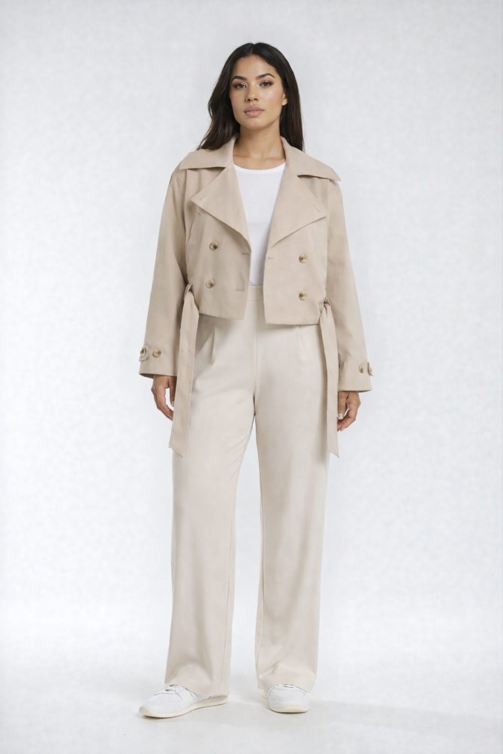 LuxeFlow Trouser Pant – Pleated Pull-On Wide Leg Pant Ivory