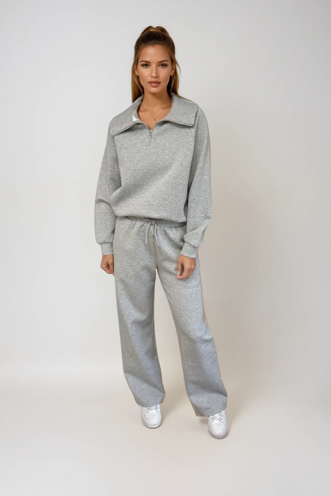 Maeve 3/4 Zip Top Heather Grey