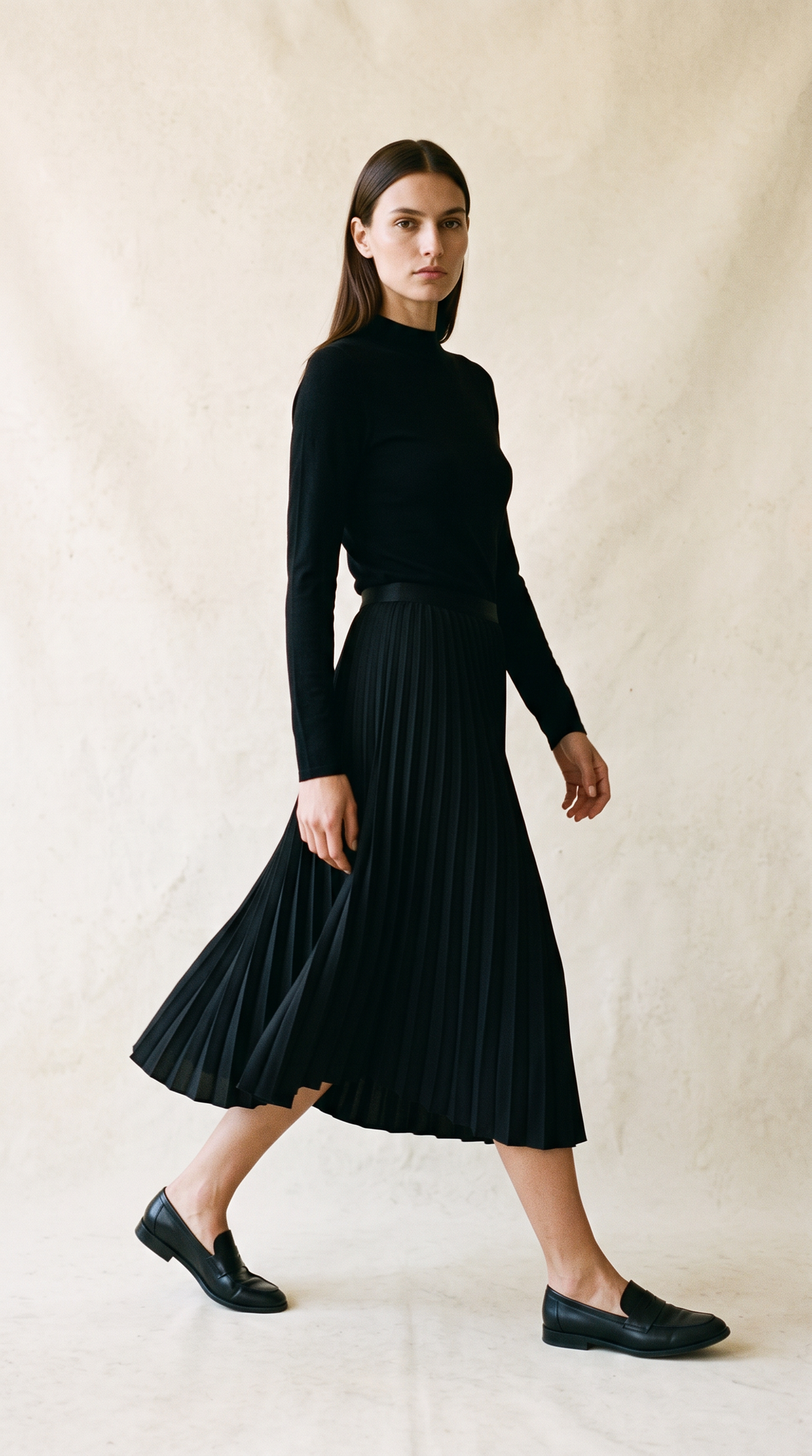 Monika - Pleated Midi Skirt In Black