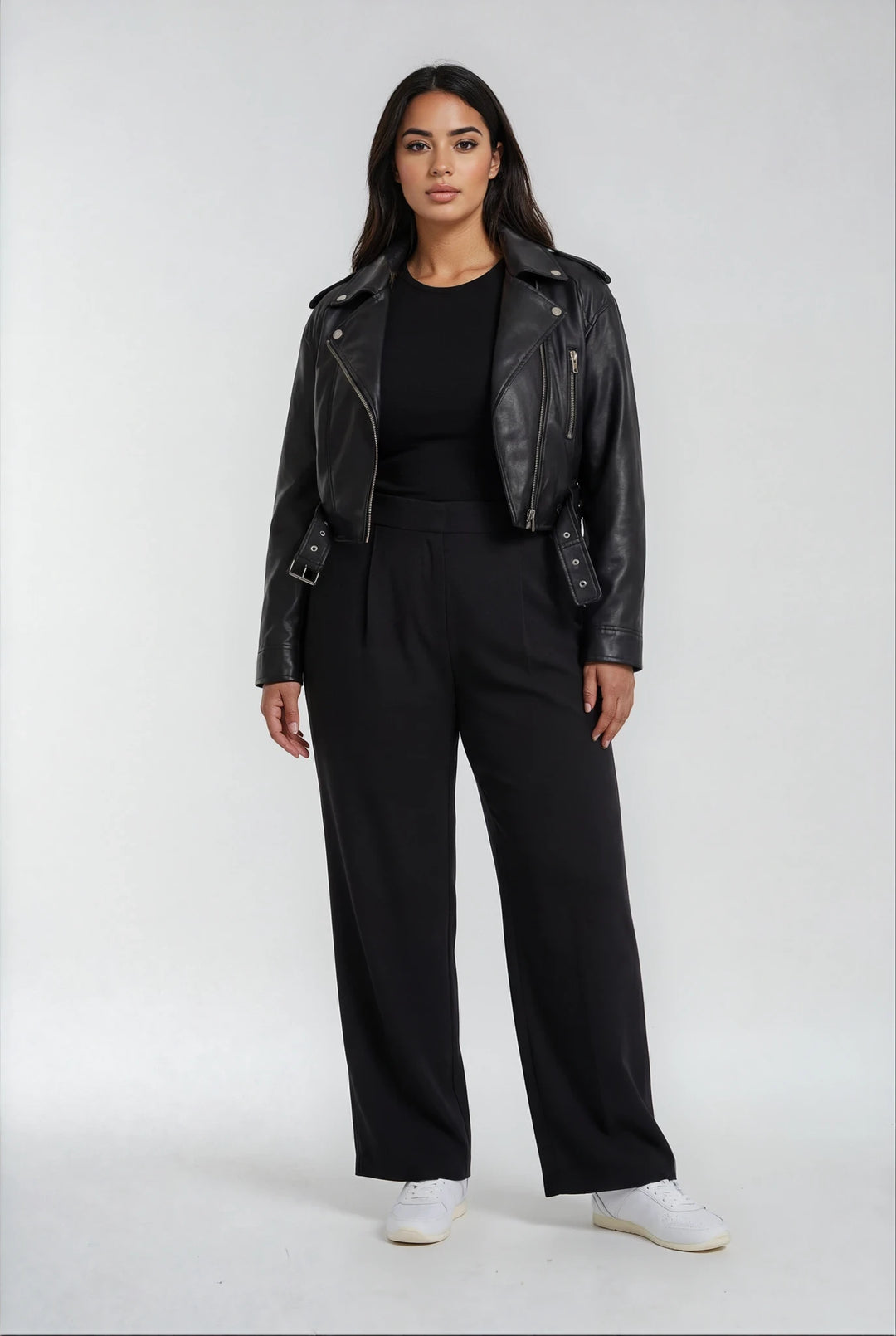 LuxeFlow Trouser Pant – Pleated Pull-On Wide Leg Pant Black