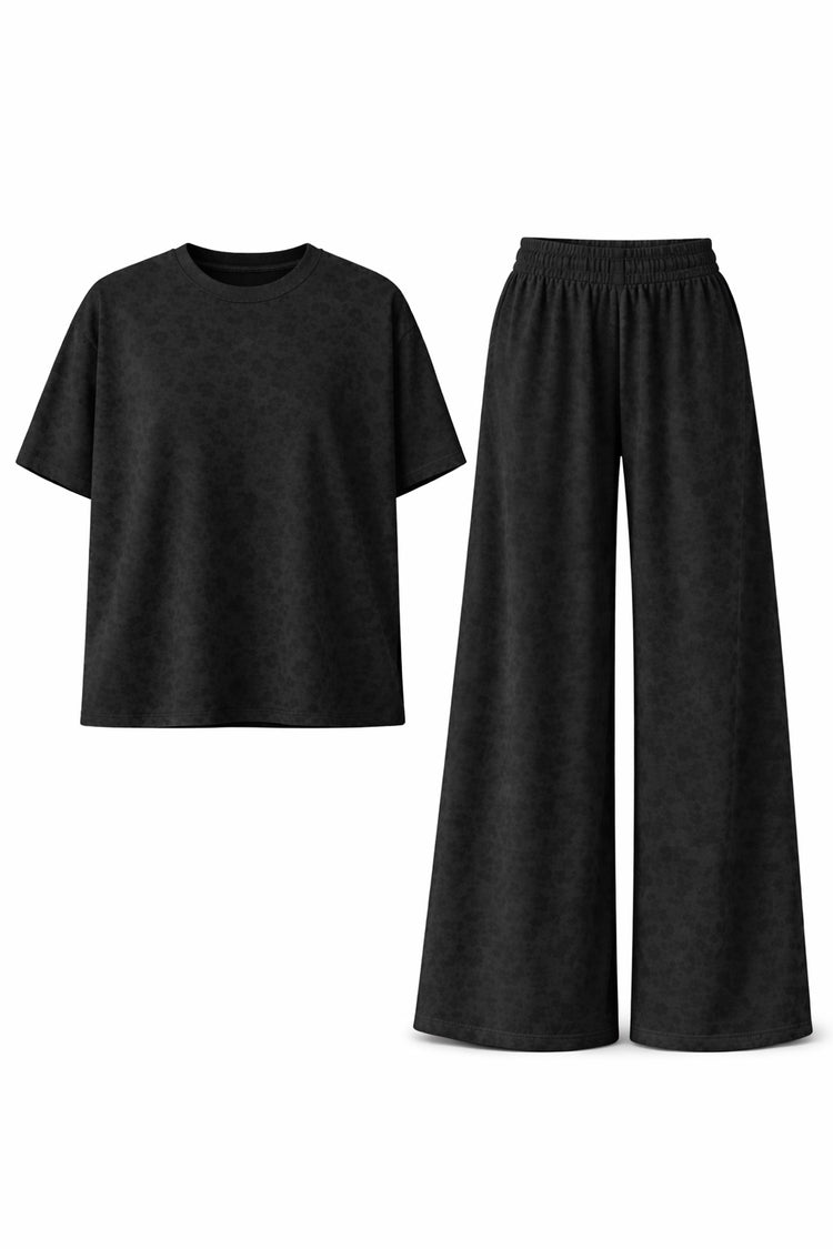 Vienne printed tee in black print – holiday printed tee by PRIV the Brand