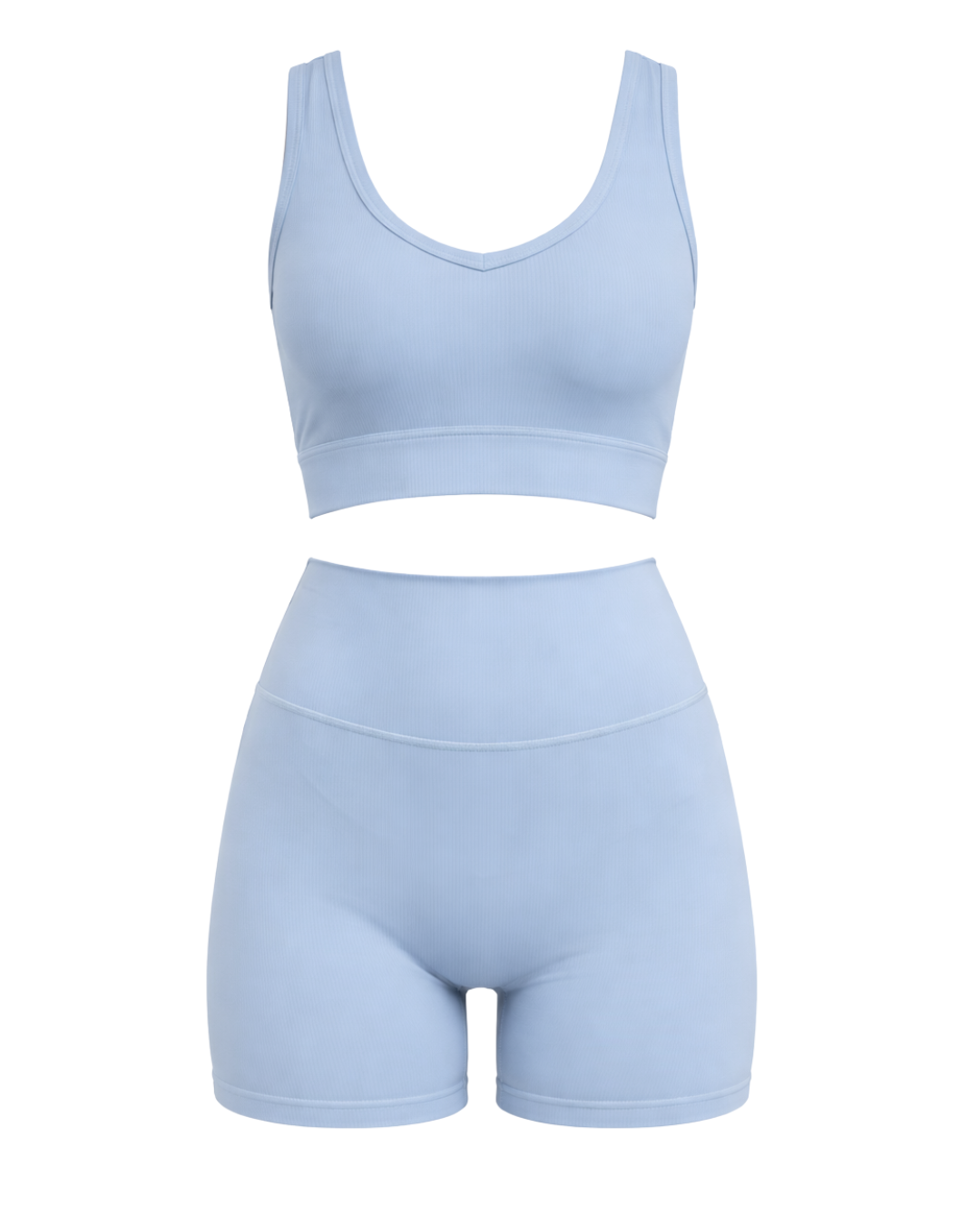 Sydnie - Athletic Ribbed Shorts Powder Blue