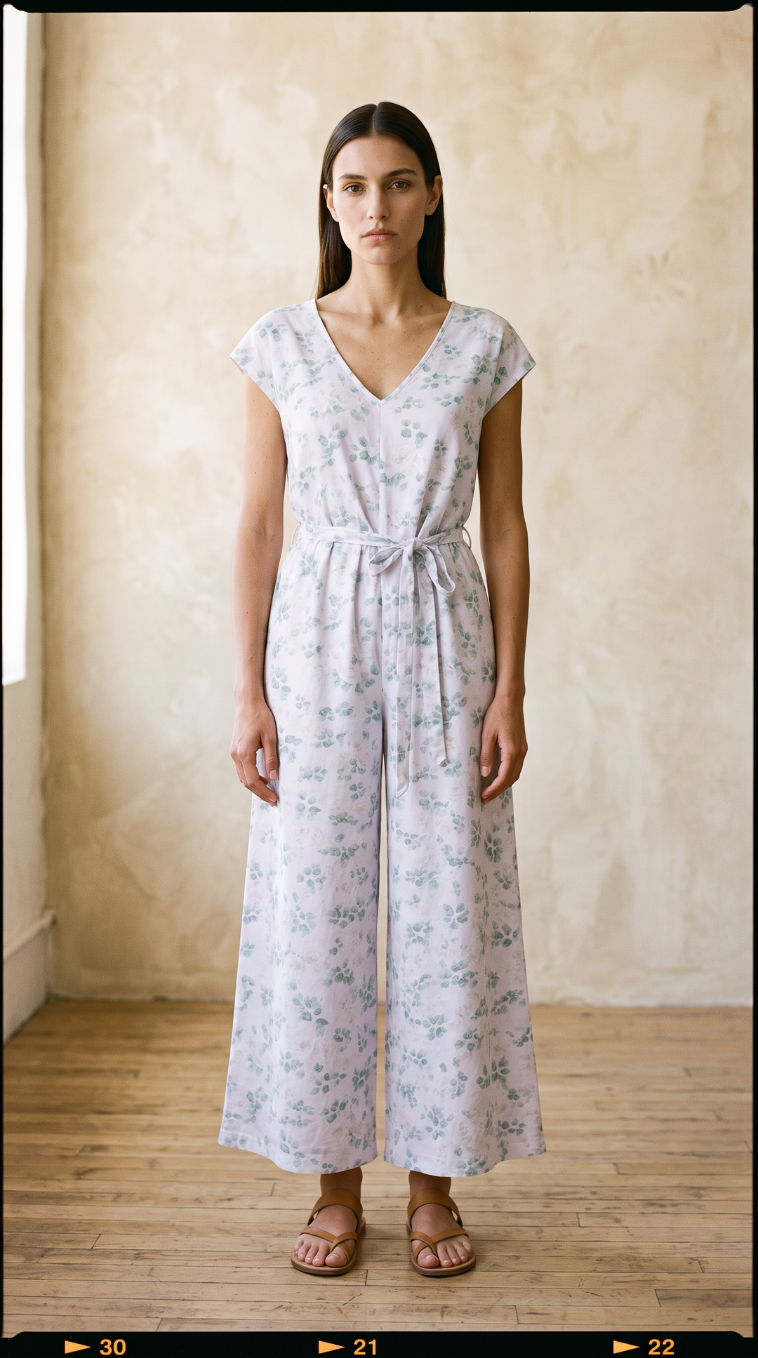 Errand Day Romper in White Rose Print