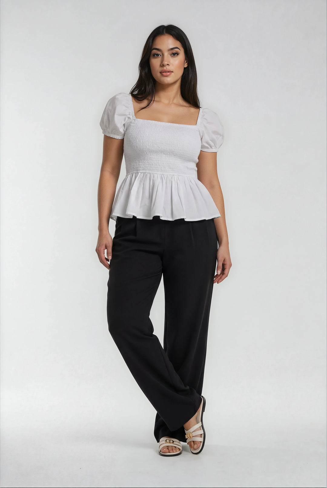 LuxeFlow Trouser Pant – Pleated Pull-On Wide Leg Pant Black