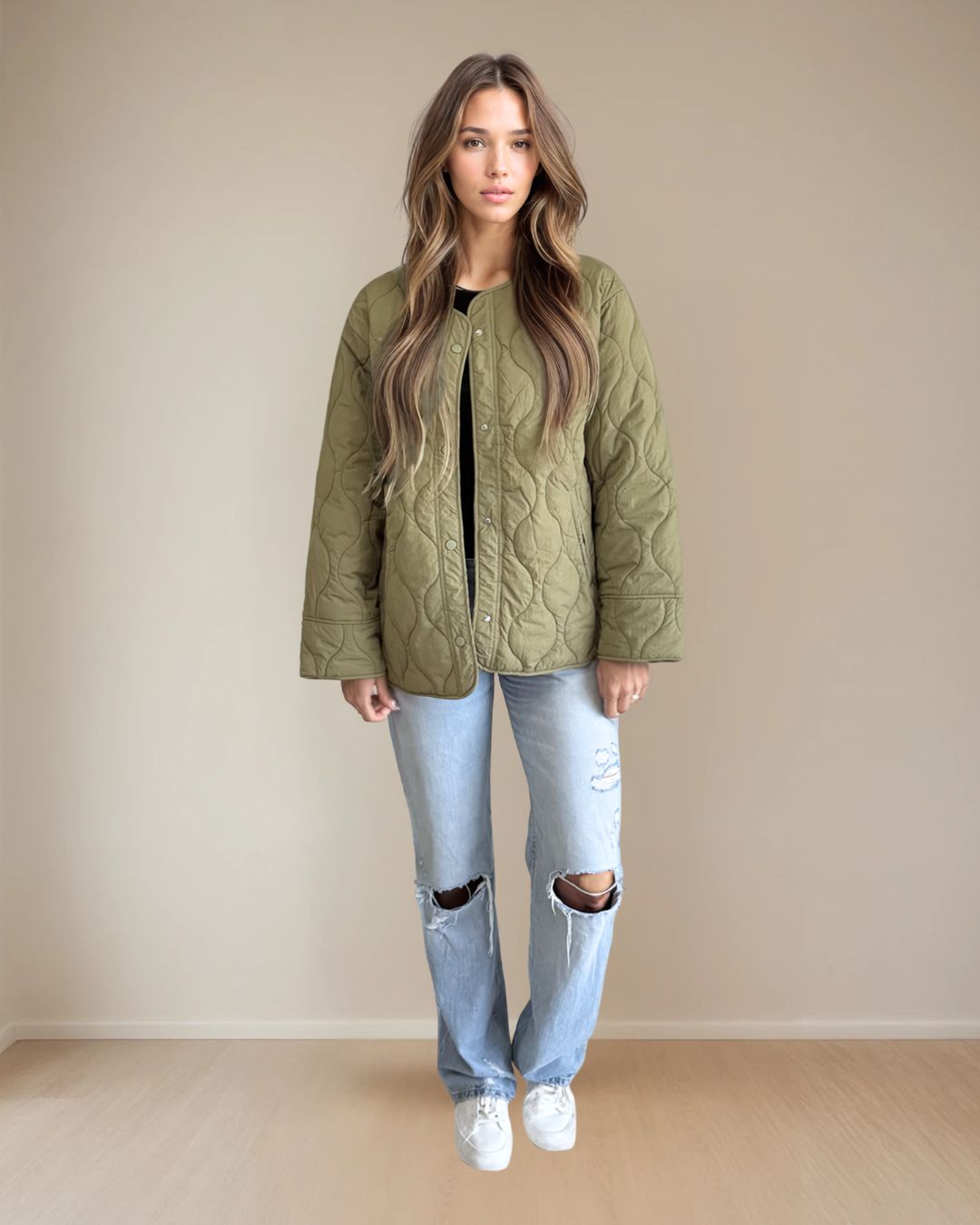 Ophelia Light Quilted Coat Olive