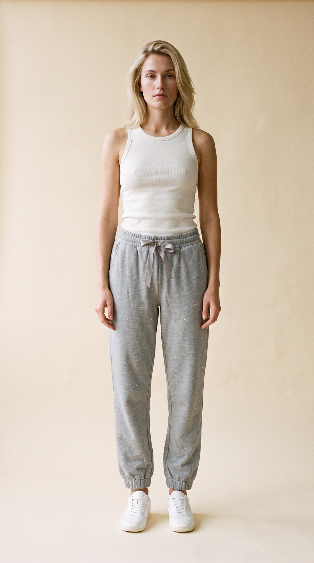Noemie Joggers - Printed Fleece Lounge Pant Grey Dots