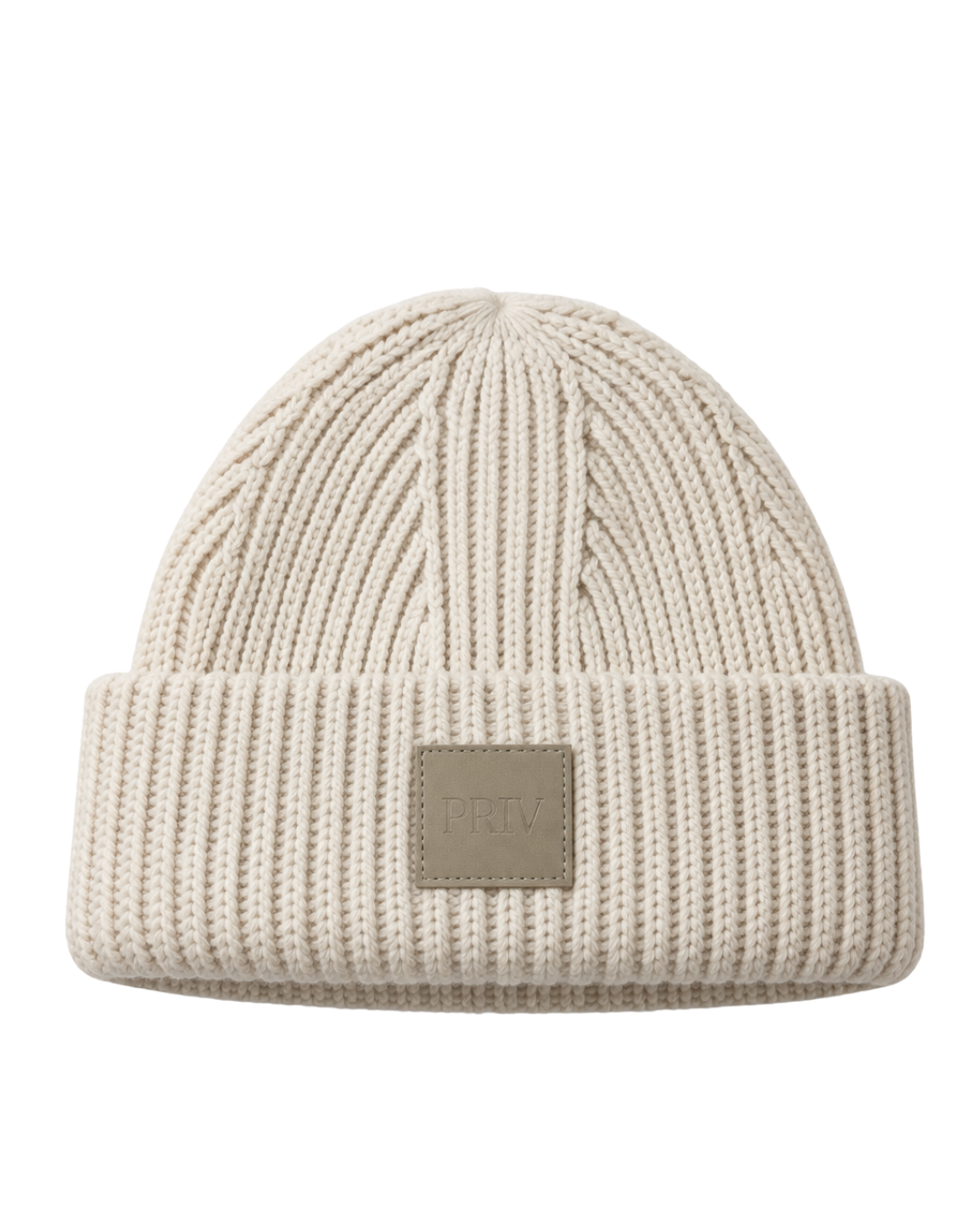 PRIV Moniker Toque – Embroidered Knit Beanie Cream