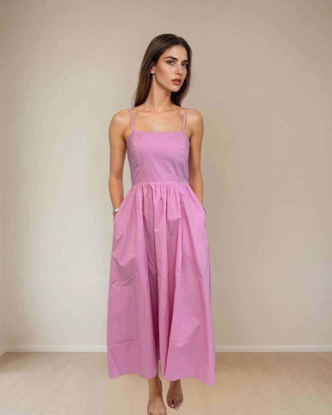Averie Poplin Dress in Pink