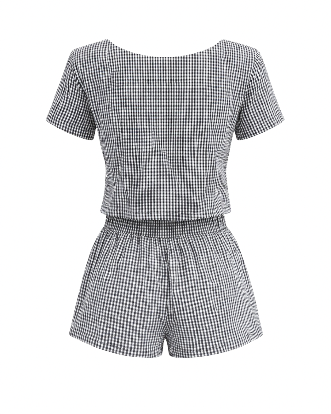 Quincie - Tie Up Front Short Set 2PC Small Black Gingham
