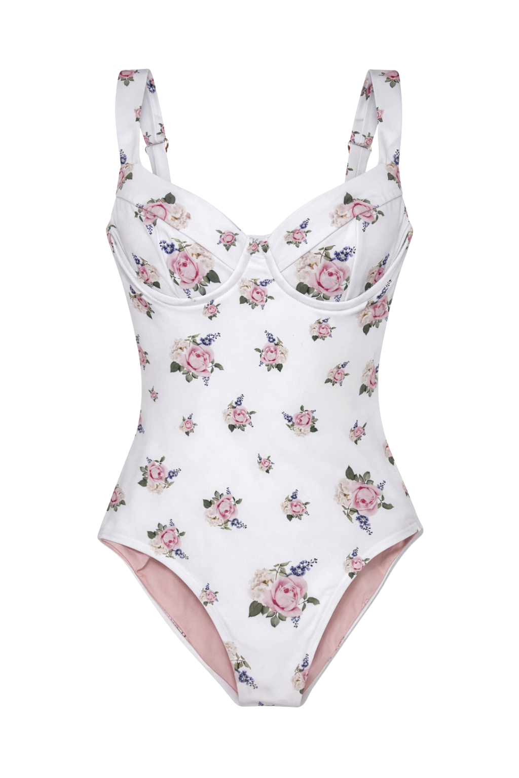 Bonica Tie Waist One Piece Swimsuit in White Floral