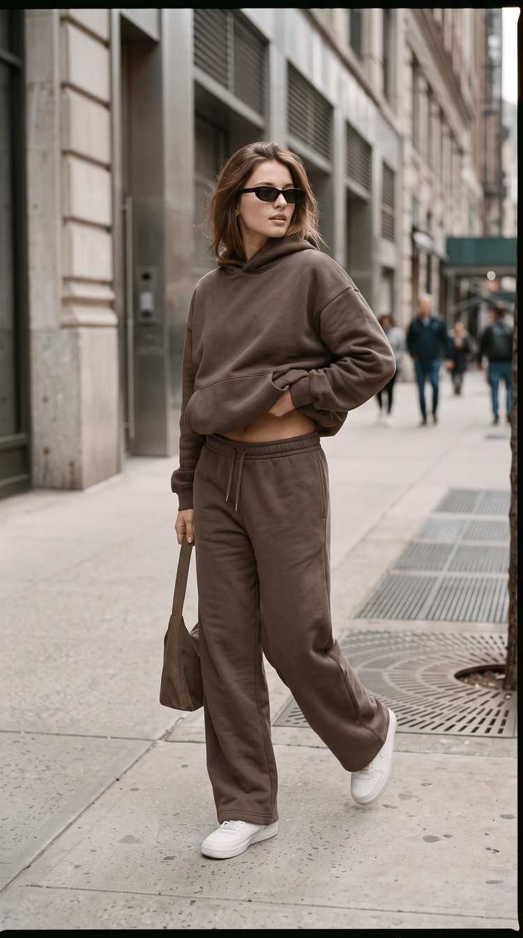 Linden Hoodie Espresso street campaign