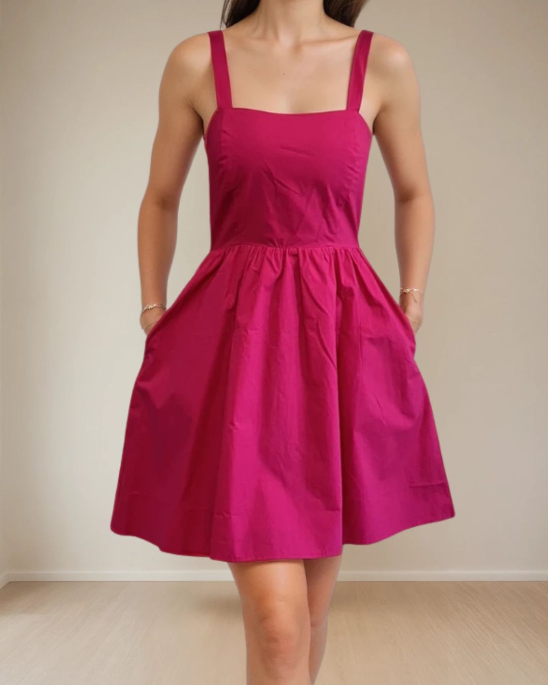 Nonnie Poplin Cocktail Dress in Pink