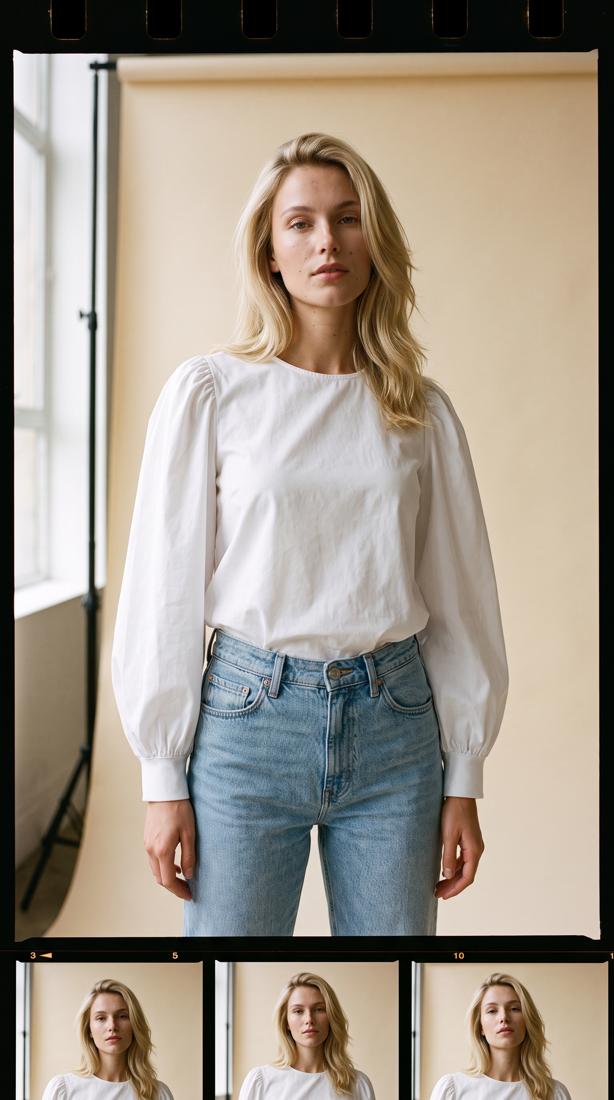 Lacelle poplin puff long sleeve blouse in white – feminine poplin blouse by PRIV the Brand