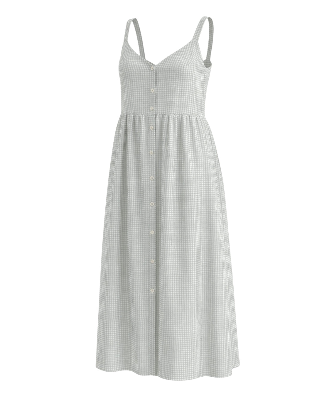 Estelle - Button Down Cotton Dress In Blue Gingham