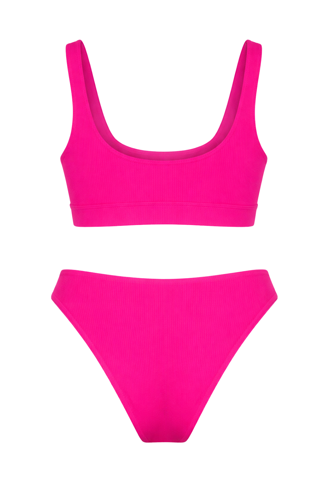 Aster Ribbed Two Piece Swim Set in Fuschia