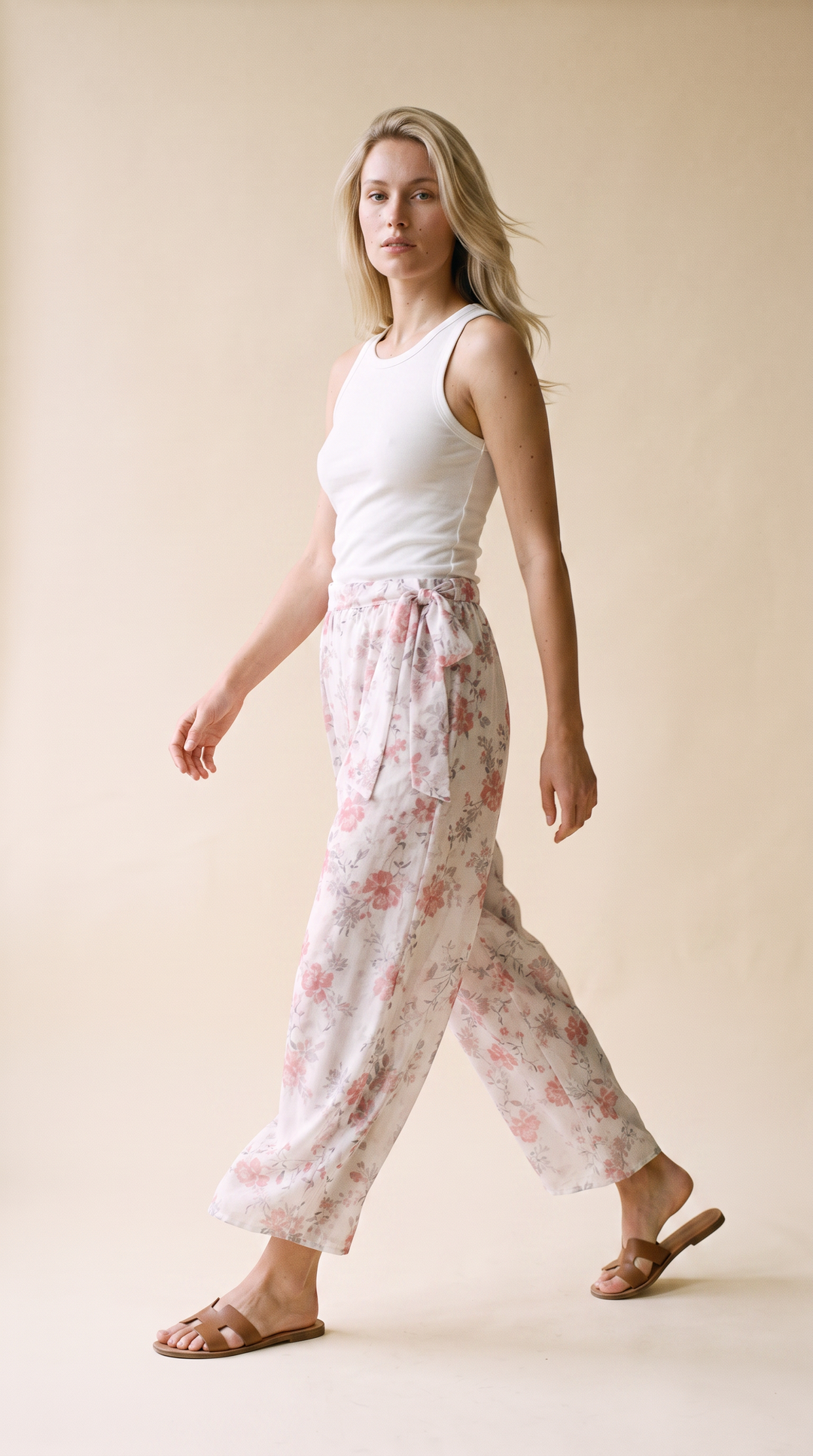 Camryn Sheer Lined Gaucho in Ivory Floral Print