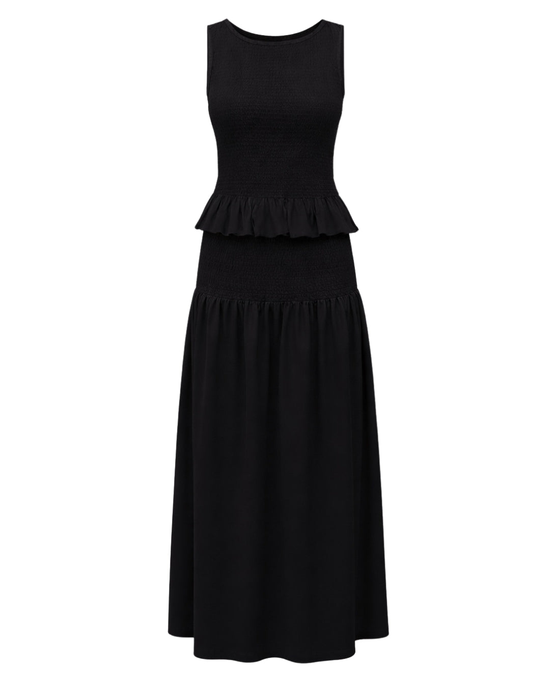 Pimisi - Ruched Cotton Poplin Skirt Set 2PC In Black