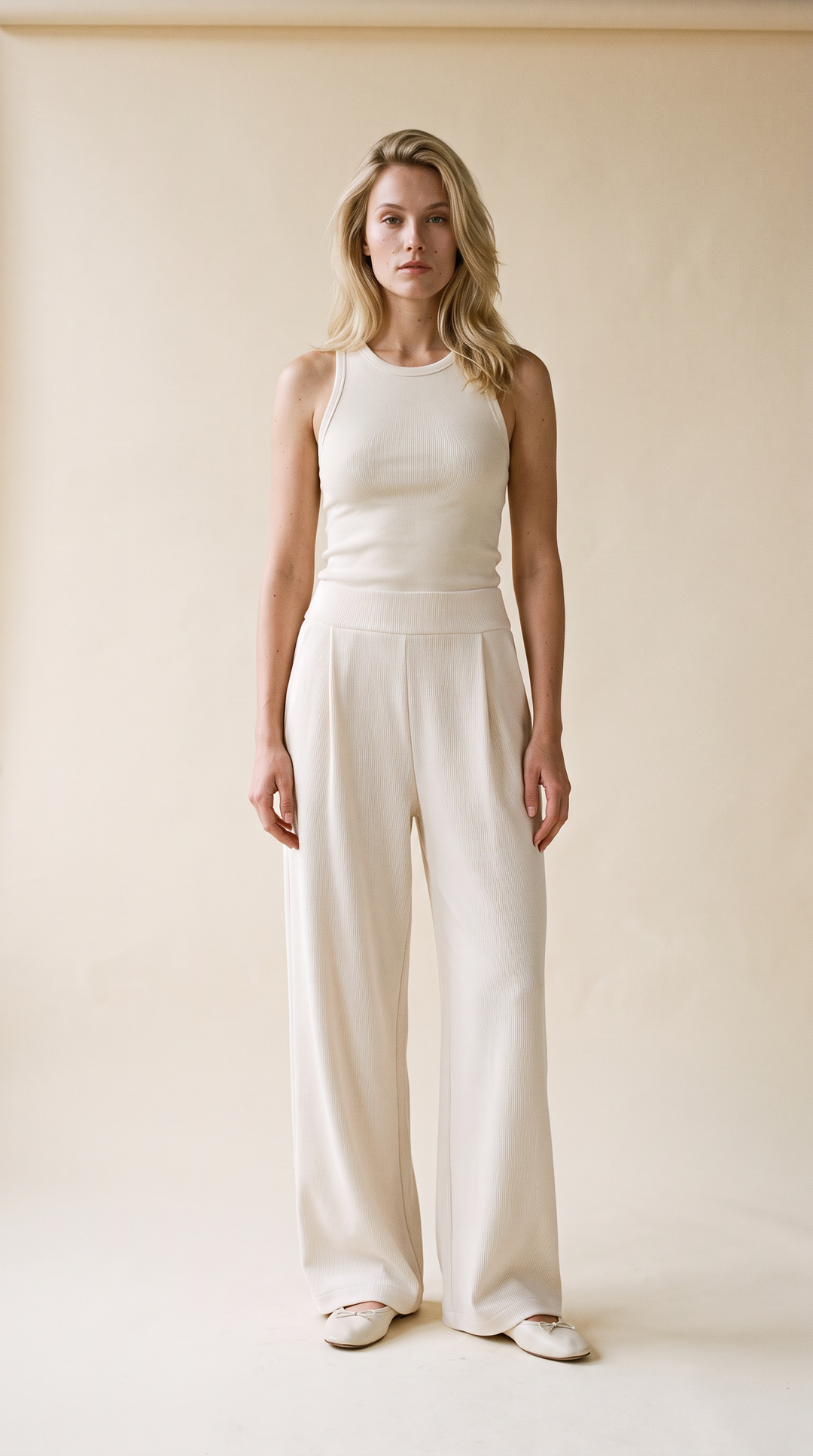 Luxeflow - Elevated Wide Leg Sweatpants Trouser Pants Ivory